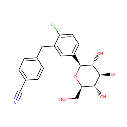 N#Cc1ccc(Cc2cc([C@@H]3O[C@H](CO)[C@@H](O)[C@H](O)[C@H]3O)ccc2Cl)cc1 ZINC000072178336