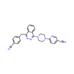 N#Cc1ccc(Cc2nnc(N3CCN(c4ccc(C#N)cn4)CC3)c3ccccc23)cc1 ZINC000040954003