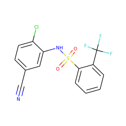 N#Cc1ccc(Cl)c(NS(=O)(=O)c2ccccc2C(F)(F)F)c1 ZINC000123707188