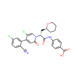 N#Cc1ccc(Cl)cc1-c1cc(=O)n([C@H](C[C@@H]2CCCCO2)C(=O)Nc2ccc(C(=O)O)cc2)cc1Cl ZINC001772592212