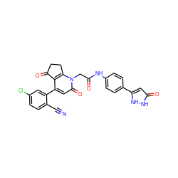 N#Cc1ccc(Cl)cc1-c1cc(=O)n(CC(=O)Nc2ccc(-c3cc(=O)[nH][nH]3)cc2)c2c1C(=O)CC2 ZINC000221000701