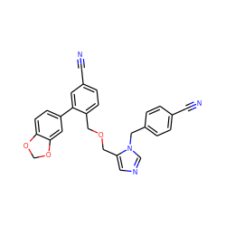 N#Cc1ccc(Cn2cncc2COCc2ccc(C#N)cc2-c2ccc3c(c2)OCO3)cc1 ZINC000028370928