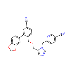 N#Cc1ccc(Cn2cncc2COCc2ccc(C#N)cc2-c2ccc3c(c2)OCO3)nc1 ZINC000028391477