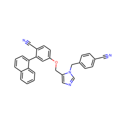 N#Cc1ccc(Cn2cncc2COc2ccc(C#N)c(-c3cccc4ccccc34)c2)cc1 ZINC000028391792