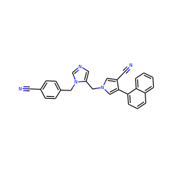 N#Cc1ccc(Cn2cncc2Cn2cc(C#N)c(-c3cccc4ccccc34)c2)cc1 ZINC000014955829