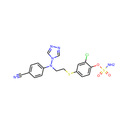 N#Cc1ccc(N(CCSc2ccc(OS(N)(=O)=O)c(Cl)c2)n2cnnc2)cc1 ZINC000143780747