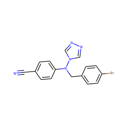 N#Cc1ccc(N(Cc2ccc(Br)cc2)n2cnnc2)cc1 ZINC000000598425