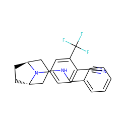 N#Cc1ccc(N2[C@H]3CC[C@H]2CC(NCc2ccccc2)C3)cc1C(F)(F)F ZINC000299871227