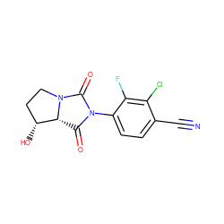 N#Cc1ccc(N2C(=O)[C@@H]3[C@H](O)CCN3C2=O)c(F)c1Cl ZINC000028704393