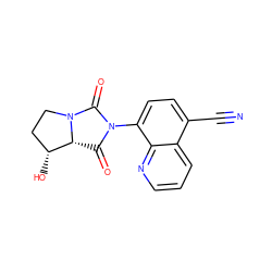 N#Cc1ccc(N2C(=O)[C@@H]3[C@H](O)CCN3C2=O)c2ncccc12 ZINC000028704363