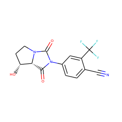 N#Cc1ccc(N2C(=O)[C@@H]3[C@H](O)CCN3C2=O)cc1C(F)(F)F ZINC000028704372