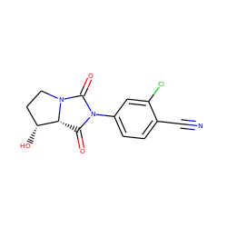 N#Cc1ccc(N2C(=O)[C@@H]3[C@H](O)CCN3C2=O)cc1Cl ZINC000028704373