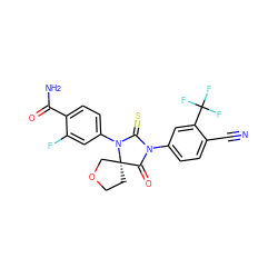 N#Cc1ccc(N2C(=O)[C@]3(CCOC3)N(c3ccc(C(N)=O)c(F)c3)C2=S)cc1C(F)(F)F ZINC000473096755