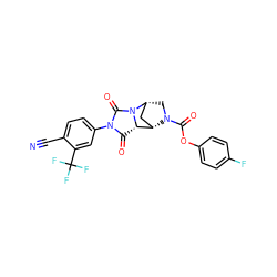 N#Cc1ccc(N2C(=O)[C@H]3[C@@H]4C[C@@H](CN4C(=O)Oc4ccc(F)cc4)N3C2=O)cc1C(F)(F)F ZINC000003948650