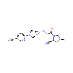 N#Cc1ccc(N2C[C@H]3[C@H](NCC(=O)N4C[C@@H](F)C[C@H]4C#N)[C@H]3C2)nc1 ZINC000101180035