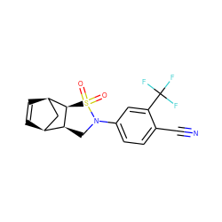 N#Cc1ccc(N2C[C@H]3[C@H]4C=C[C@H](C4)[C@H]3S2(=O)=O)cc1C(F)(F)F ZINC000043194353