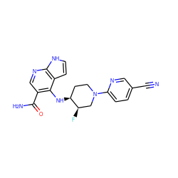 N#Cc1ccc(N2CC[C@H](Nc3c(C(N)=O)cnc4[nH]ccc34)[C@H](F)C2)nc1 ZINC000168515956