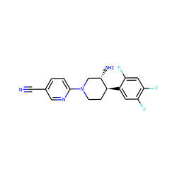 N#Cc1ccc(N2CC[C@H](c3cc(F)c(F)cc3F)[C@@H](N)C2)nc1 ZINC000028707318