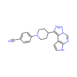 N#Cc1ccc(N2CCC(c3nnn4cnc5[nH]ccc5c34)CC2)cc1 ZINC001772614750