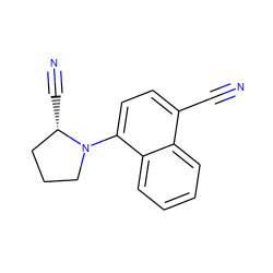 N#Cc1ccc(N2CCC[C@@H]2C#N)c2ccccc12 ZINC000164577604