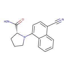 N#Cc1ccc(N2CCC[C@@H]2C(N)=O)c2ccccc12 ZINC000164550828