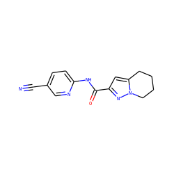 N#Cc1ccc(NC(=O)c2cc3n(n2)CCCC3)nc1 ZINC000096921416