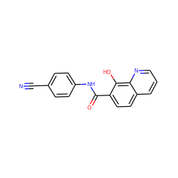 N#Cc1ccc(NC(=O)c2ccc3cccnc3c2O)cc1 ZINC000087698031