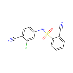 N#Cc1ccc(NS(=O)(=O)c2ccccc2C#N)cc1Cl ZINC000036962604