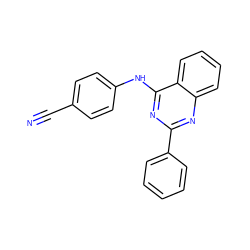 N#Cc1ccc(Nc2nc(-c3ccccc3)nc3ccccc23)cc1 ZINC000196444656