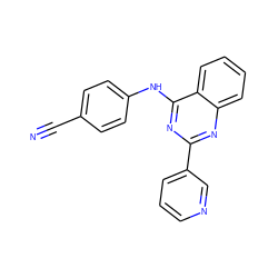 N#Cc1ccc(Nc2nc(-c3cccnc3)nc3ccccc23)cc1 ZINC001772584370