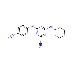 N#Cc1ccc(Nc2nc(C#N)nc(NC3CCCCC3)n2)cc1 ZINC001772575215