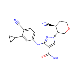 N#Cc1ccc(Nc2nn([C@H]3COCC[C@@H]3C#N)cc2C(N)=O)cc1C1CC1 ZINC001772578503