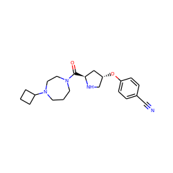 N#Cc1ccc(O[C@@H]2CN[C@@H](C(=O)N3CCCN(C4CCC4)CC3)C2)cc1 ZINC000049088320