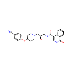 N#Cc1ccc(OC2CCN(C[C@H](O)CNC(=O)c3c[nH]c(=O)c4ccccc34)CC2)cc1 ZINC000095561402