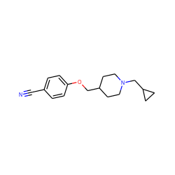 N#Cc1ccc(OCC2CCN(CC3CC3)CC2)cc1 ZINC000013730045