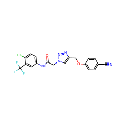 N#Cc1ccc(OCc2cn(CC(=O)Nc3ccc(Cl)c(C(F)(F)F)c3)nn2)cc1 ZINC001772586200