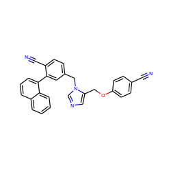 N#Cc1ccc(OCc2cncn2Cc2ccc(C#N)c(-c3cccc4ccccc34)c2)cc1 ZINC000028388506