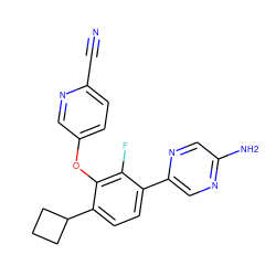 N#Cc1ccc(Oc2c(C3CCC3)ccc(-c3cnc(N)cn3)c2F)cn1 ZINC000224582362