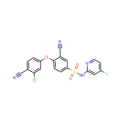 N#Cc1ccc(Oc2ccc(S(=O)(=O)Nc3cc(F)ccn3)cc2C#N)cc1Cl ZINC000473194960