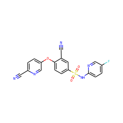 N#Cc1ccc(Oc2ccc(S(=O)(=O)Nc3ccc(F)cn3)cc2C#N)cn1 ZINC000473201017