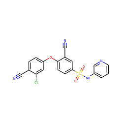 N#Cc1ccc(Oc2ccc(S(=O)(=O)Nc3cccnc3)cc2C#N)cc1Cl ZINC000473194464