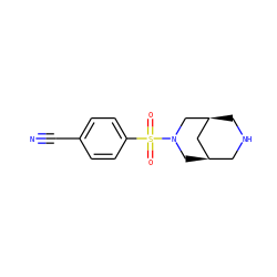 N#Cc1ccc(S(=O)(=O)N2C[C@@H]3CNC[C@@H](C3)C2)cc1 ZINC000103243590