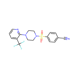 N#Cc1ccc(S(=O)(=O)N2CCN(c3ncccc3C(F)(F)F)CC2)cc1 ZINC000029043770