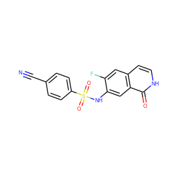 N#Cc1ccc(S(=O)(=O)Nc2cc3c(=O)[nH]ccc3cc2F)cc1 ZINC001772604293