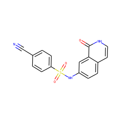 N#Cc1ccc(S(=O)(=O)Nc2ccc3cc[nH]c(=O)c3c2)cc1 ZINC001772589502