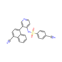 N#Cc1ccc(S(=O)(=O)Nc2ccncc2-c2ccc(C#N)c3ccccc23)cc1 ZINC001772601314