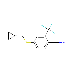 N#Cc1ccc(SCC2CC2)cc1C(F)(F)F ZINC000040845620