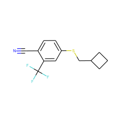 N#Cc1ccc(SCC2CCC2)cc1C(F)(F)F ZINC000040845622