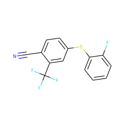 N#Cc1ccc(Sc2ccccc2F)cc1C(F)(F)F ZINC000037306500