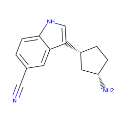 N#Cc1ccc2[nH]cc([C@@H]3CC[C@H](N)C3)c2c1 ZINC000064453368